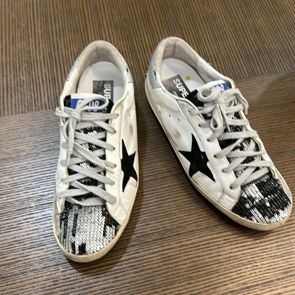 Golden Goose Wmns Superstar 'White Black Silver Glitter'